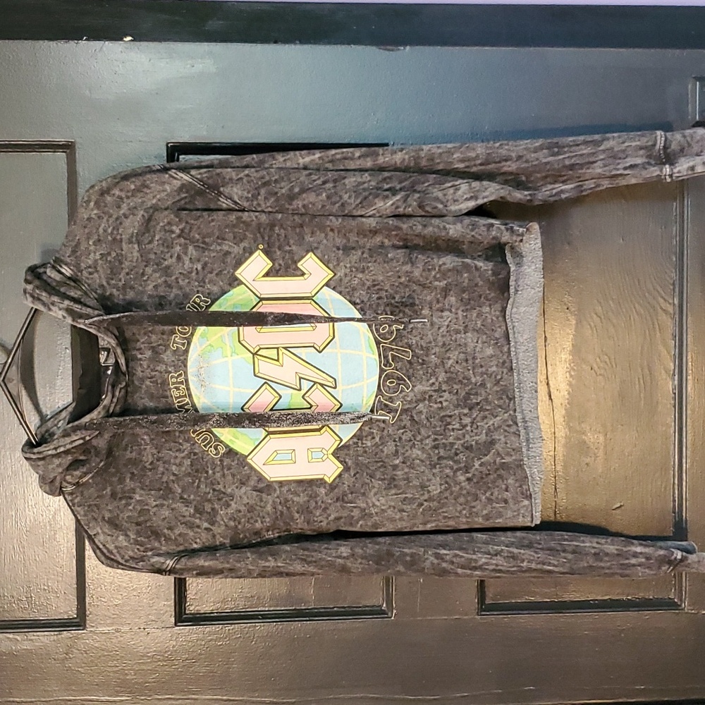 AC/DC Acid Wash Crop Hoodie